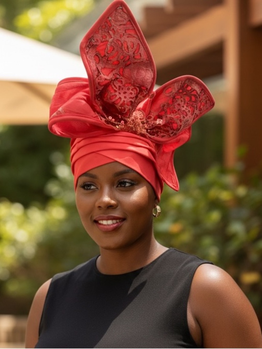 Red Floral Accent Headwrap -  Women Accessories

GEL8 0526
